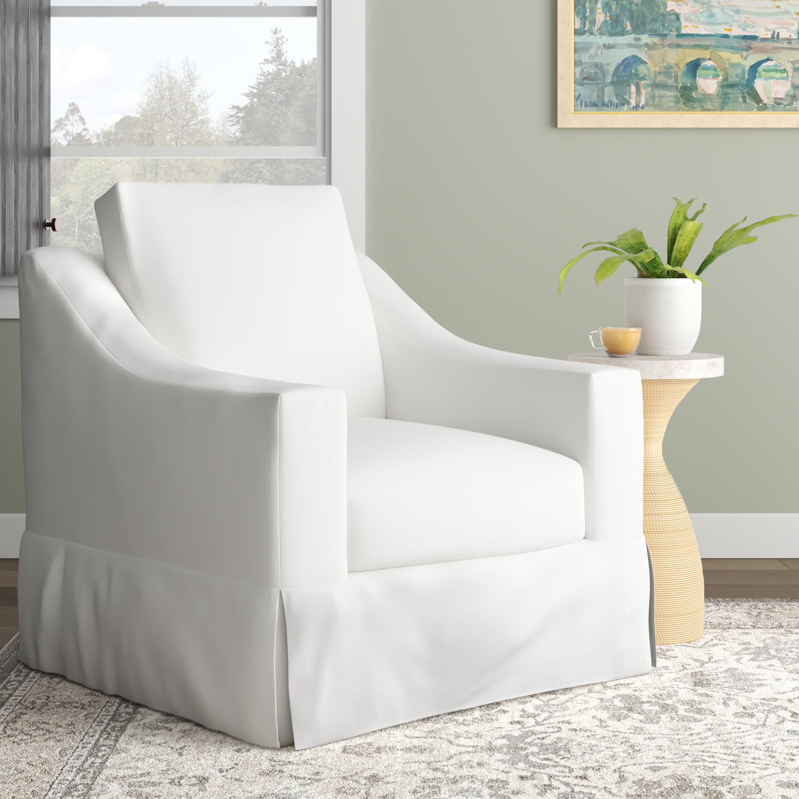 Cranbrook Slipcovered Armchair, Bayou Off White Canvas