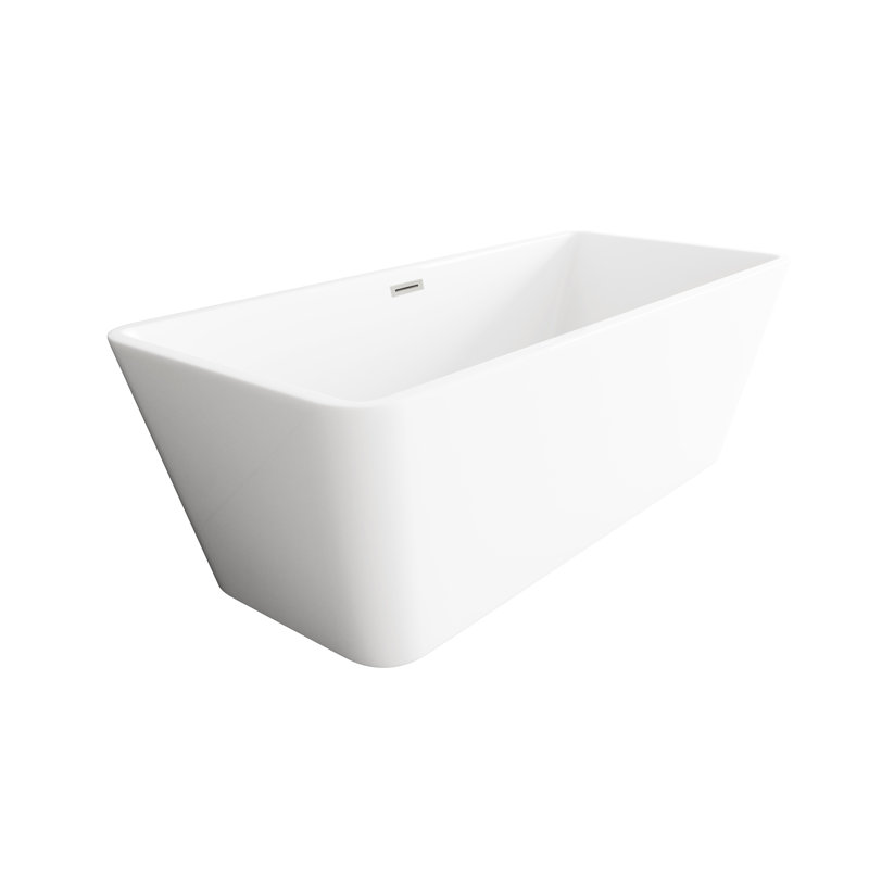 Baignoire de 67 pouces en blanc brillant avec garniture, Nickel brossé