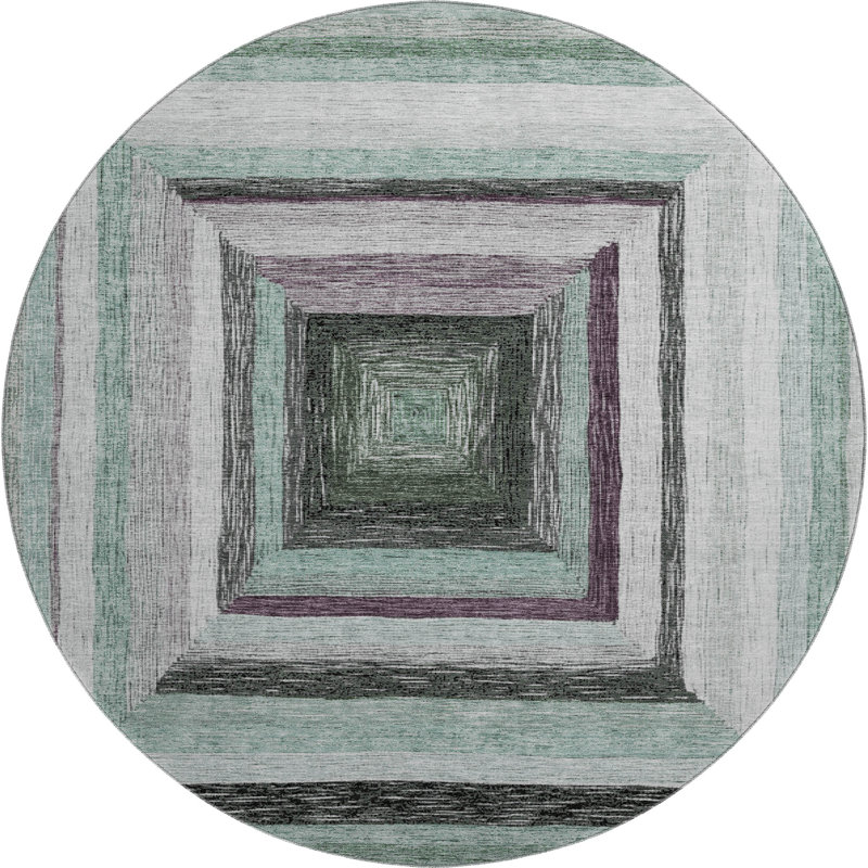 Premium Machine Washable Millbrook AMF1957 Geometric Rug, Round 8'