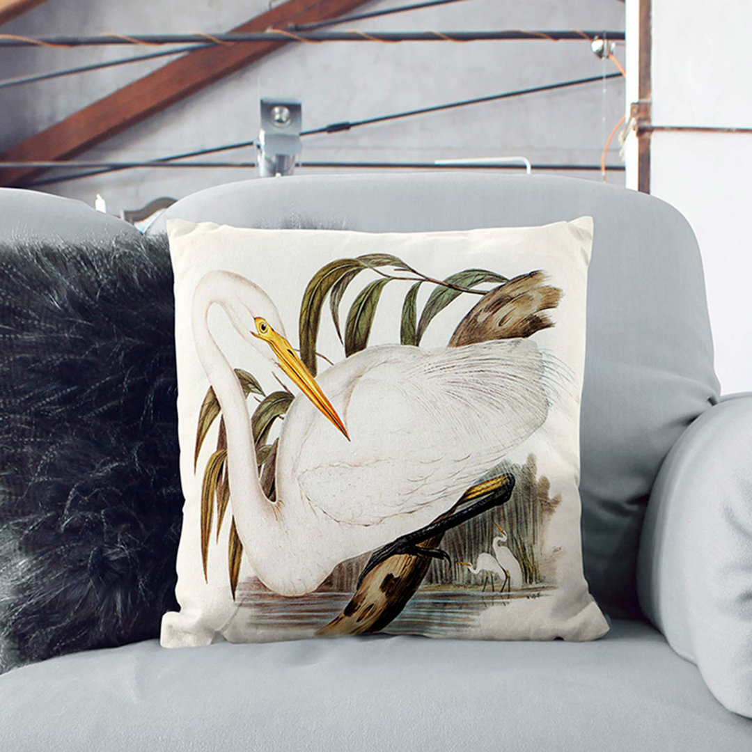 Australian Egret by Elizabeth Gould Cushion with Filling