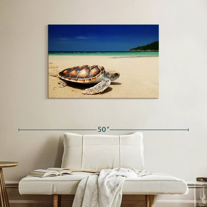 Tortue Brampt sur la plage, H 26 po x l 39 po
