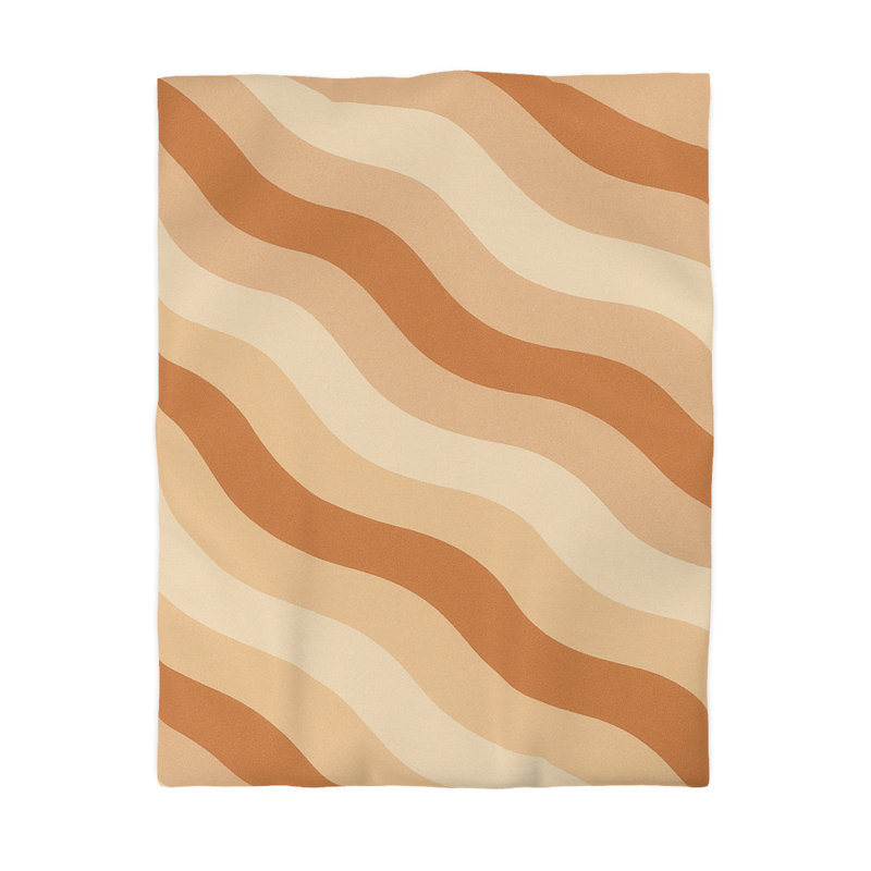 Microfiber Duvet Cover Boho Style, Design 27, Twin Duvet Cover, Orange/Natural/Cream