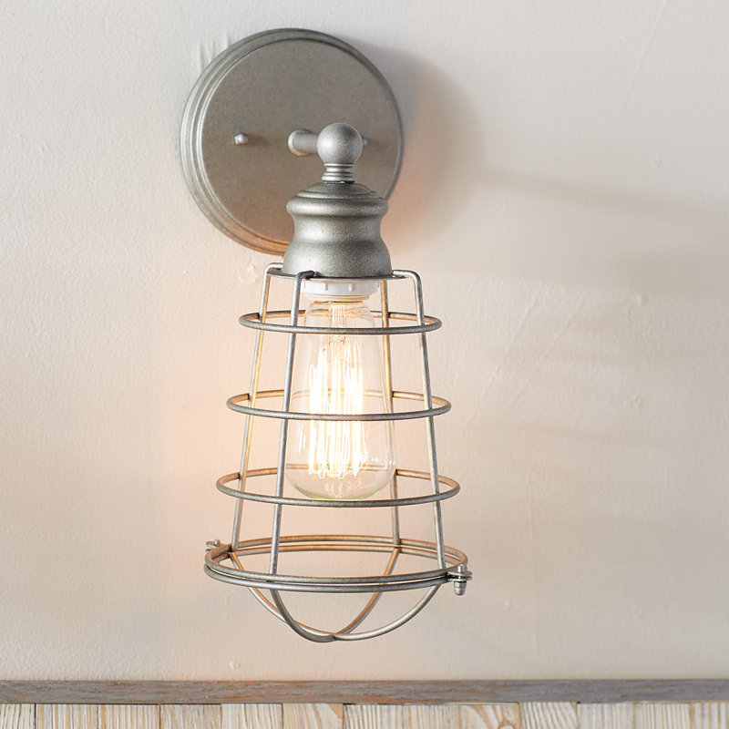 Edick Armed Sconce, Galvanized