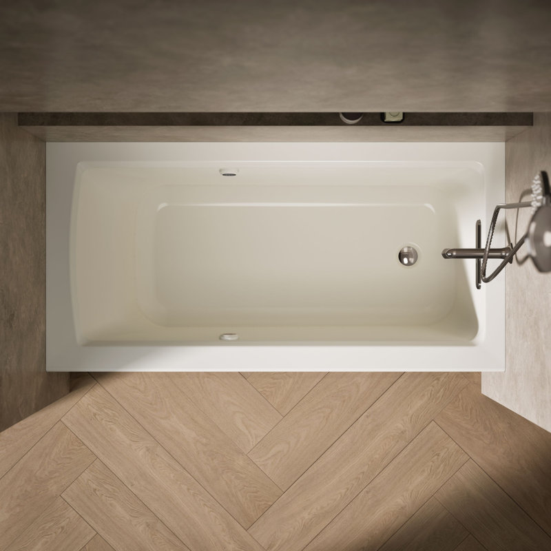 Archer 60" x 30" Alcove Air Acrylic Bathtub with Heater, Biscuit, Right