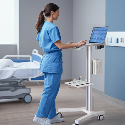 Printer Shelf Accessory for PC Mobile Cart Medical Trolley Cart Office Silver