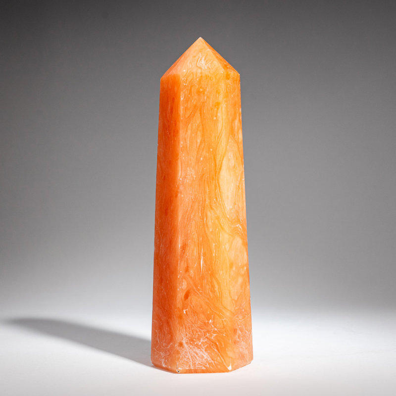 Genuine Polished Selenite Point from Morocco, Orange
