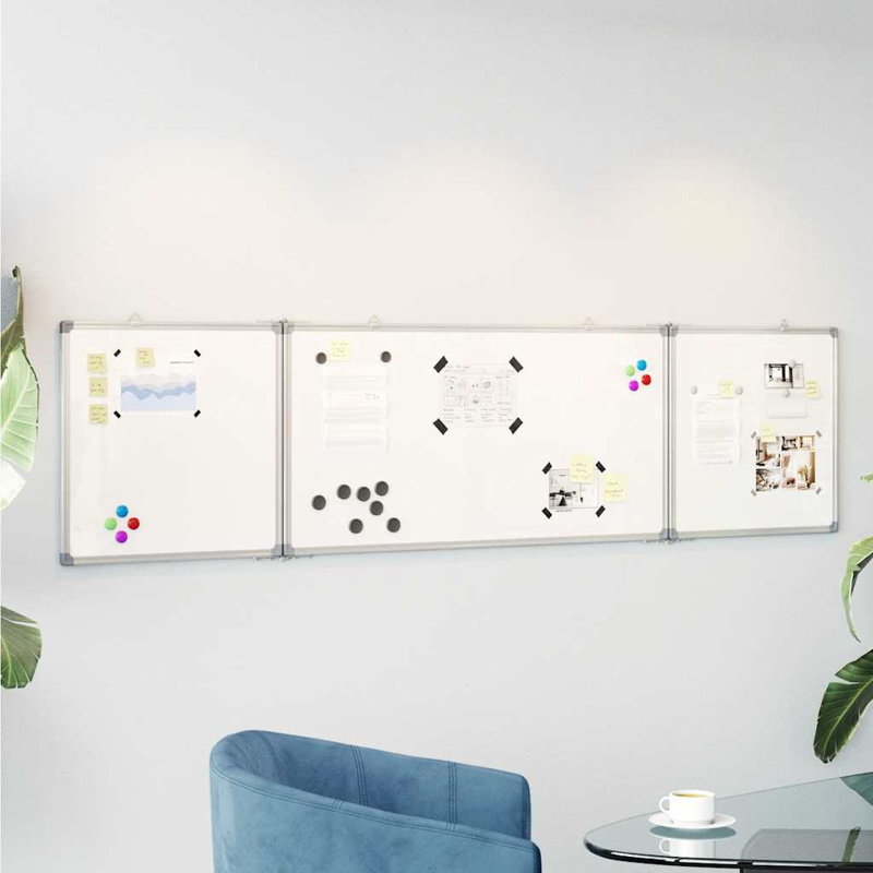 Magnetic Whiteboard Foldable 1.7 Cm Aluminium, 160 cm x 40cm x 1.7cm