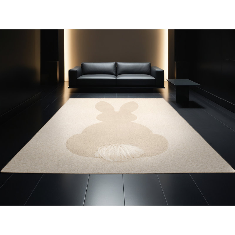 Soft Plush Esser Easter Modern & Contemporary Abstract Area Rug in Beige – Beige Binding, 2x3