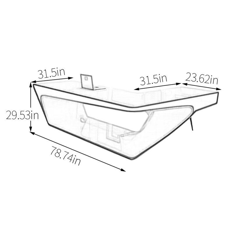 Baran Computer Desk, 29.53" H x 78.74" W x 62.99" D