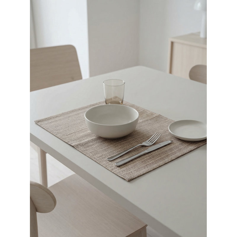 Marine Blue Seagrass Stripe Indoor Outdoor Placemat, Beige