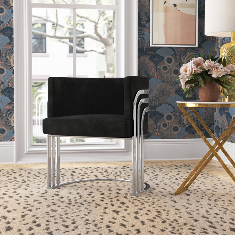 Fauteuil demi-tonneau 25 po, Noir, Argent