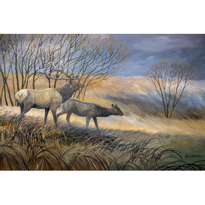 Elk Journey I by B. Lynnsy - Wrapped Canvas Painting