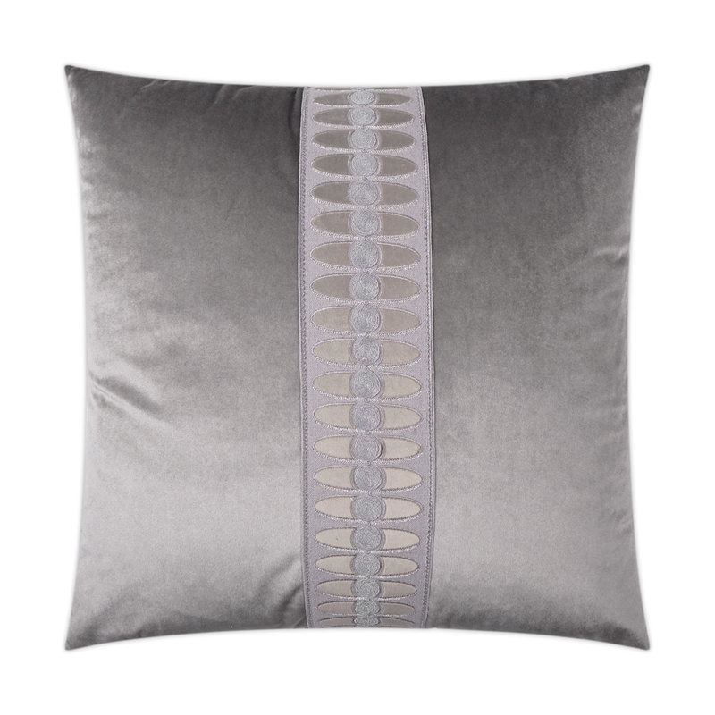 Mati Velvet Ribbon Throw Pillow, Smoke, Square 24"