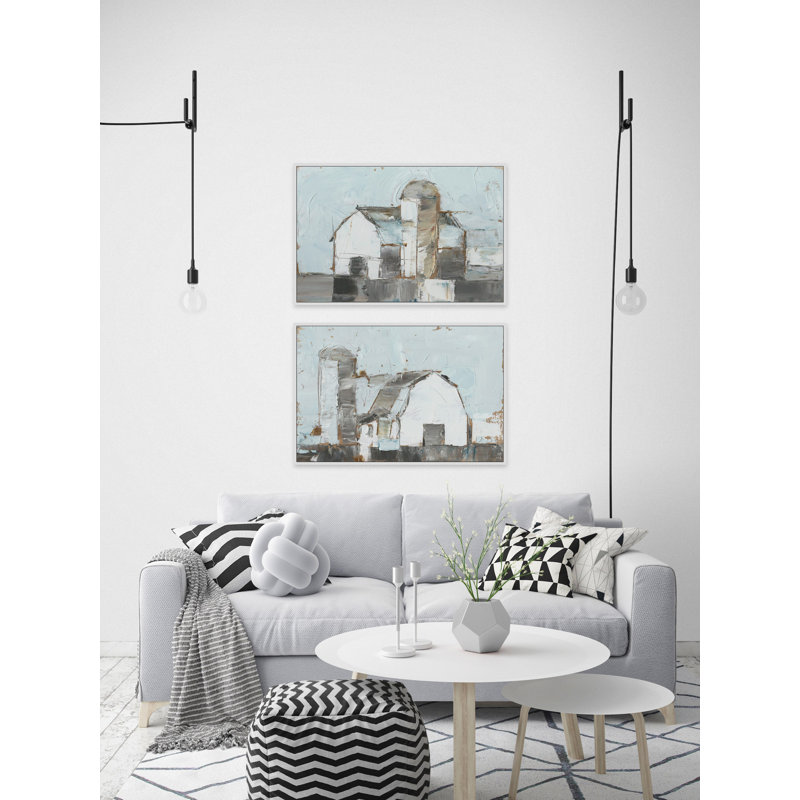 Barn and Silo Diptych - ensemble de 2 reproductions sur toile, H 16 po x l 24 po x P 1,5 po