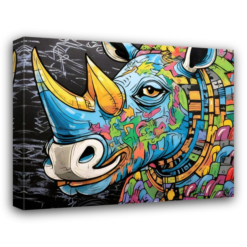 "Rhino Graffitianimals" sur toile, H 26 po x l 32 po