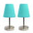 Amandev Simple Designs Sand Nickel Mini Basic Table Lamp with Tapered Fabric Shade-727904195