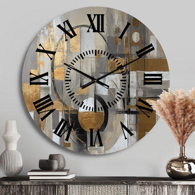 Horloge murale moderne or et grise Simplicity I - Modern Mid-Century