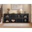 Console arquée 78,7 "avec rangement, canapé à 3 niveaux pour salon d'entrée, noir-1386221408