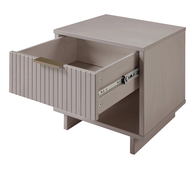 Granville 18" W Modern 1-Drawer Solid Wood Nightstand in Light Gray, Light  Gray