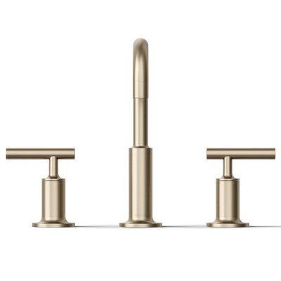 Purist® Widespread Faucet with Drain Assembly Low Lever Handles and Low Gooseneck Spout