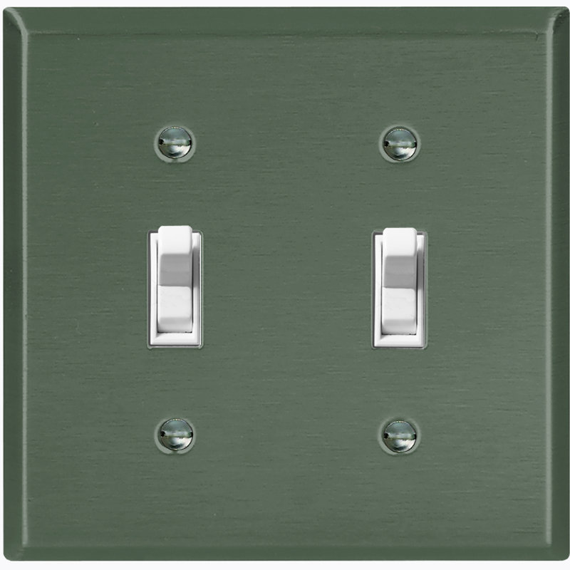 No Subject 2 - Gang Toggle Light Switch Standard Wall Plate, Dark Green