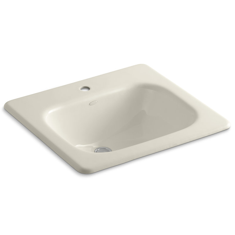 Tahoe Metal Rectangular Drop-In Bathroom Sink with Overflow, Almond, Single