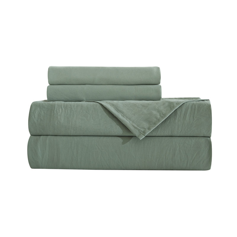 Washed Microfiber Bedding Microfiber Sheet Set, Twin Sheet Set with Fitted Sheet and 1 Pillowcase, Sage