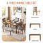 Dining Table Set for 6, 6-Piece  Kitchen Table & Chair Set, Includes 1 Table, 4 Upholstered Chairs & 1 Bench, Slatted Backrest-605921836