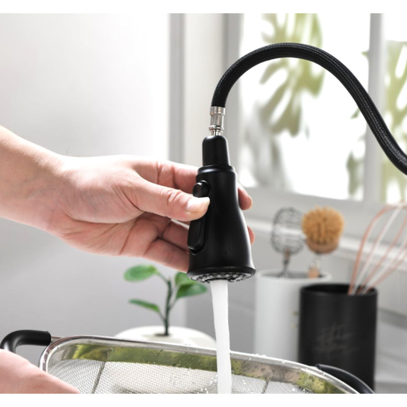 Touch Kitchen Faucet With Pull Down - Matte Black Hue, Stainless Steel Composed Of, 360 Rotating Spray For All-Around Sink Cleaning Design, Corrosion And Rust Characteristic, Easy Water Regulation