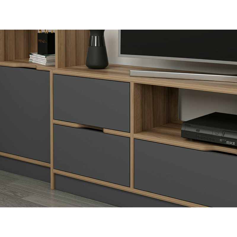 Meuble télé pour téléviseur de 60 po ou moins Azhaan, Gris / brun