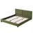 King Size Olive Upholstered Platform Bed With Velvet Fabric, Curved Headboard, Square - Symmetrical Design, No Box Spring, 12 Wooden Slats For Stability Bed, Minimalist Comfortable And Stylish,