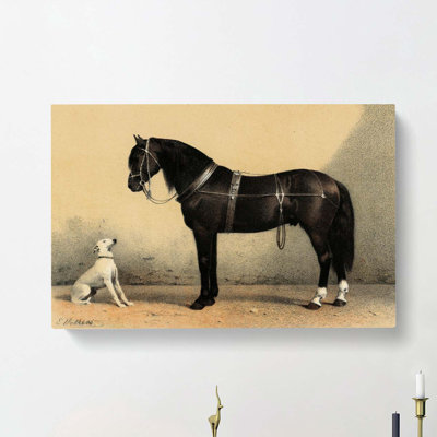 Horse And Hound by Emil Volkers - Wrapped Canvas Painting