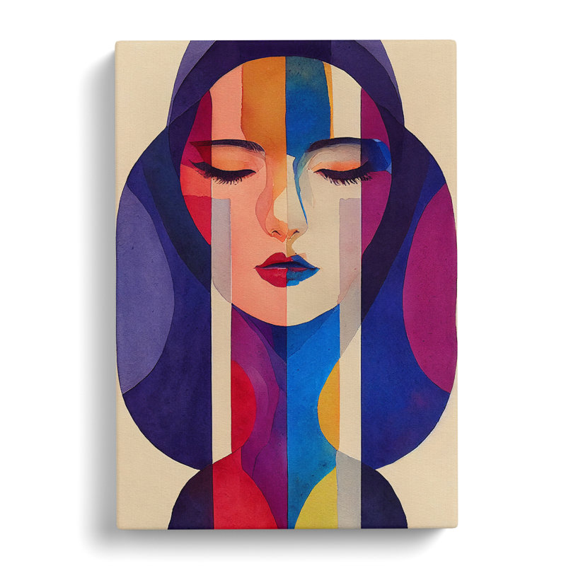 Woman Abstract Watercolour No.2 - Wall Art, 50cm H x 35cm W x 3cm D, Wrapped Canvas