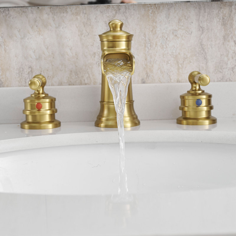 Robinet de salle de bain surdimensionné à 3 trous et 2 poignées, Laiton brossé