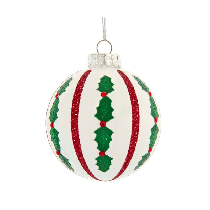 3.15'' Striped Glass Christmas Ball Ornament