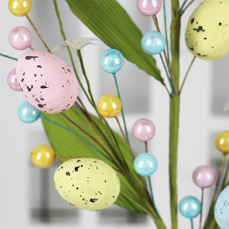 3 Pcs Artificial Easter Flower Spray with Eggs and Colourful Berries