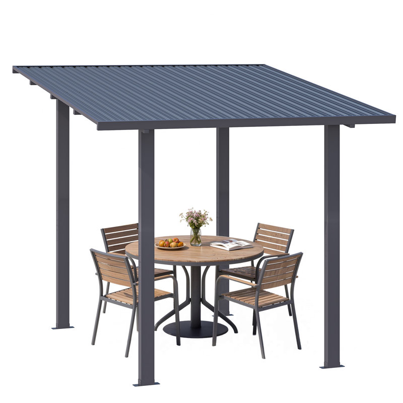 Pergola d'extérieur à toit rigide 8 pi x 8 pi pour patio, H 98,2 po x l 68,4 po x P 91,7 po