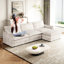 Canapé confortable en velours côtelé avec porte-gobelets en forme de L