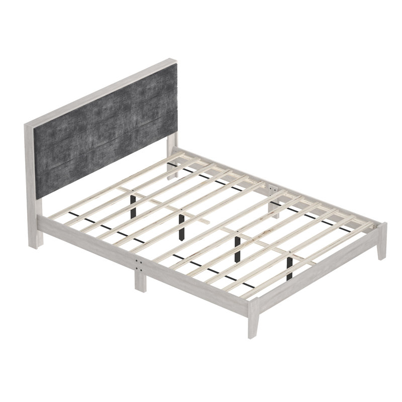 Alahnna Queen Platform Bed with Headboard, Gray