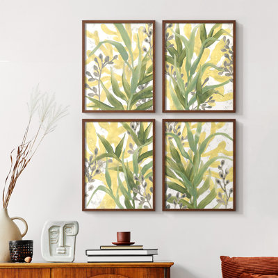 Sea Grass Fresco I, ensemble de 4 reproductions encadrées