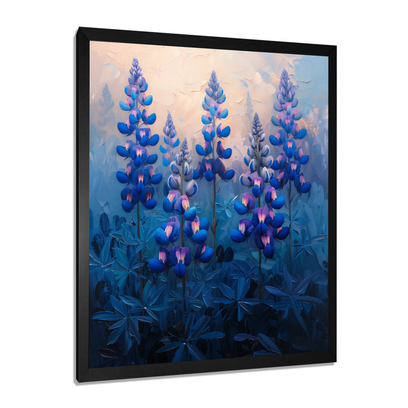 Sunrise Splendor Blue Bonnets - Blue Bonnets, impression d'art mural, H 12 po x l 20 po, Cadre simple noir