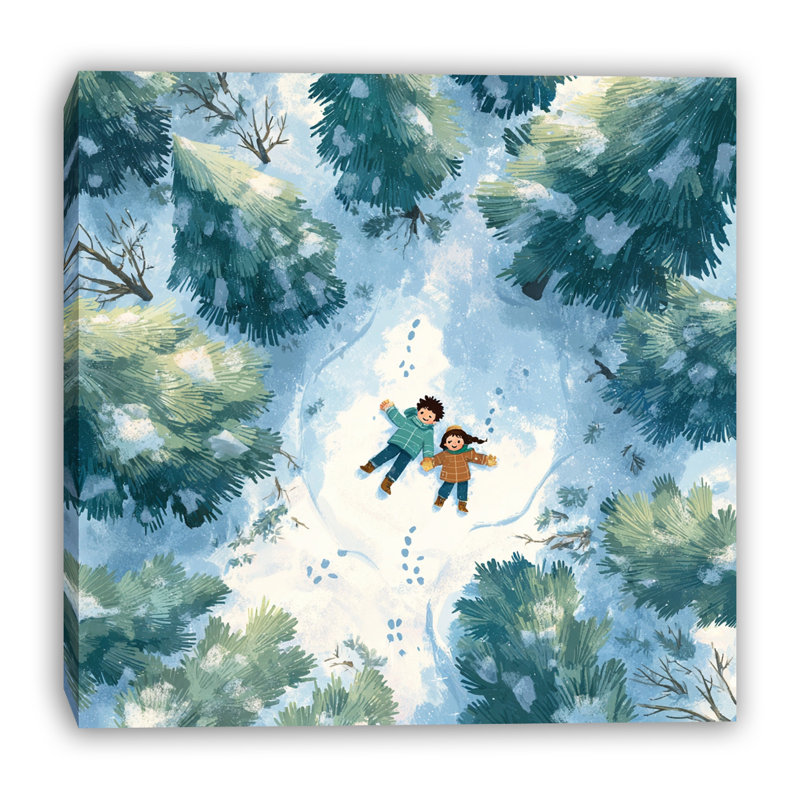 «Snow Angels Winter Forest», art mural sur toile tendue, 40 po x 40 po