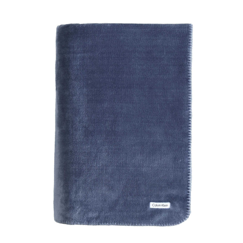 Calvin Klein Modern Reversible Lush Solid Blanket, Blue, King