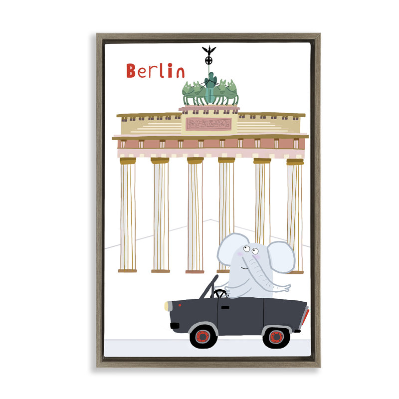 Cadre flottant Elephant & Berlin Architecture, design par Carla Daly, H 25 po x l 17 po, Cadre flottant orme Montalcino