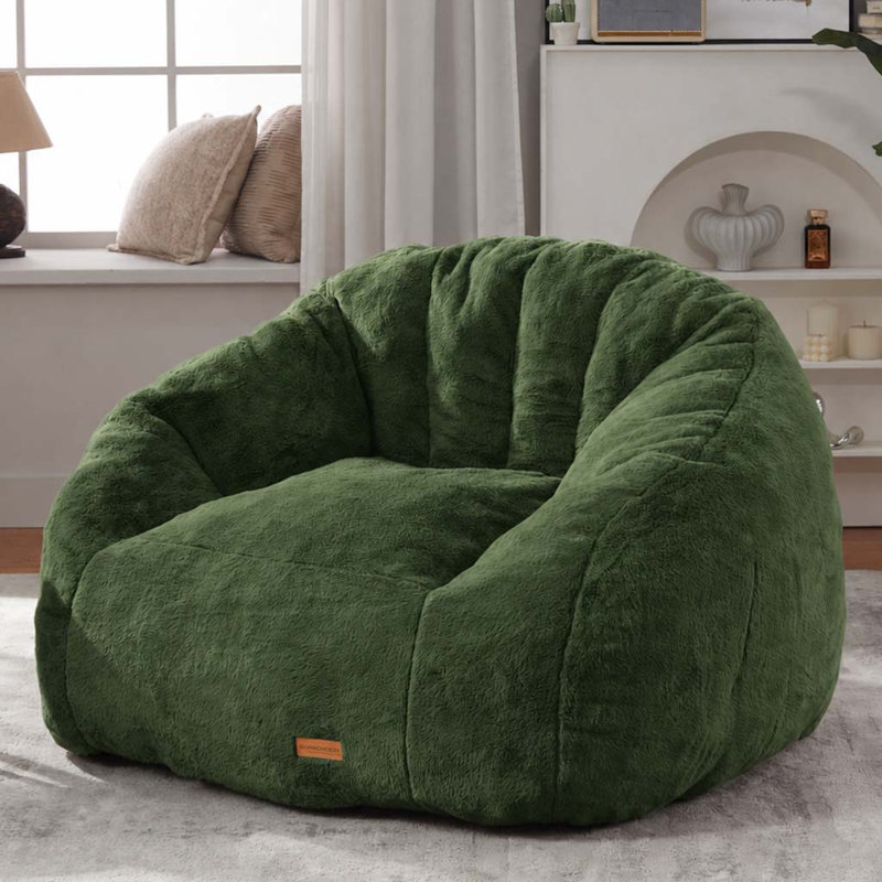 Pouf géant en fausse fourrure en forme de coquillage, fauteuil d'appoint confortable avec dossier de soutien