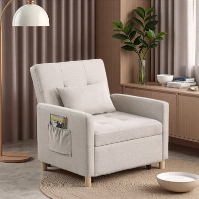 Convertible Sleeper Sofa Chair Bed, Adjustable Chair With Pillow, Multi-Functional Sleeper Chair With Soft Fabric For Living Room, Dorm, Apartment, Bedroom Or Office