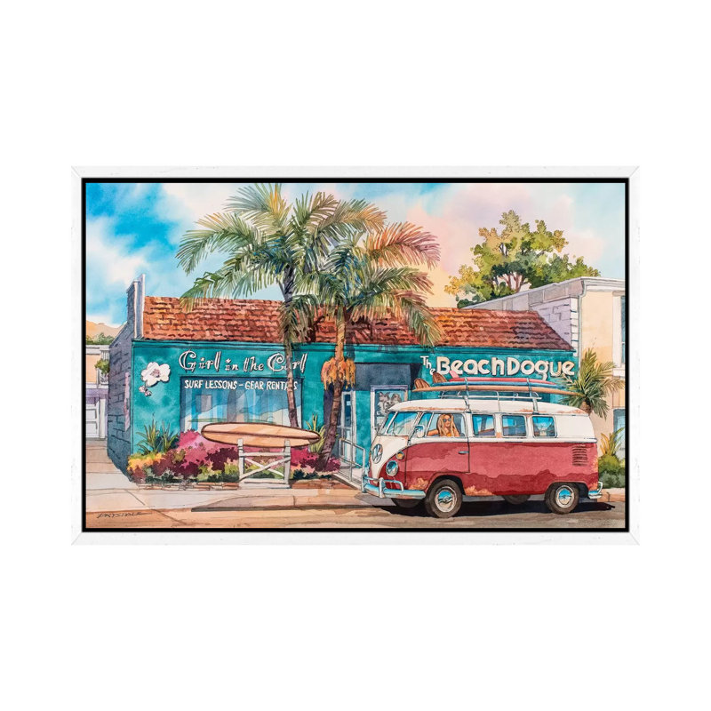 Surfer Girl by Bill Drysdale - Print on Canvas, 101.6 cm H x 66.04 cm W, White Framed Canvas