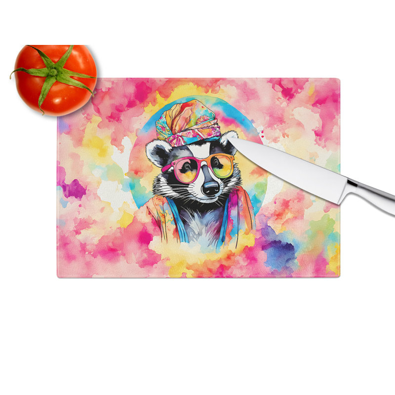 Hippie Animal Badger Glass Cutting Board