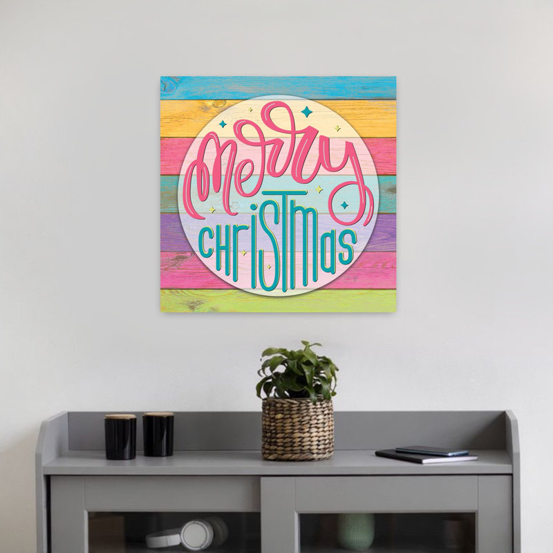 Whimsy Colorful Christmas Abstract Art contemporain, H 18 po x l 18 po