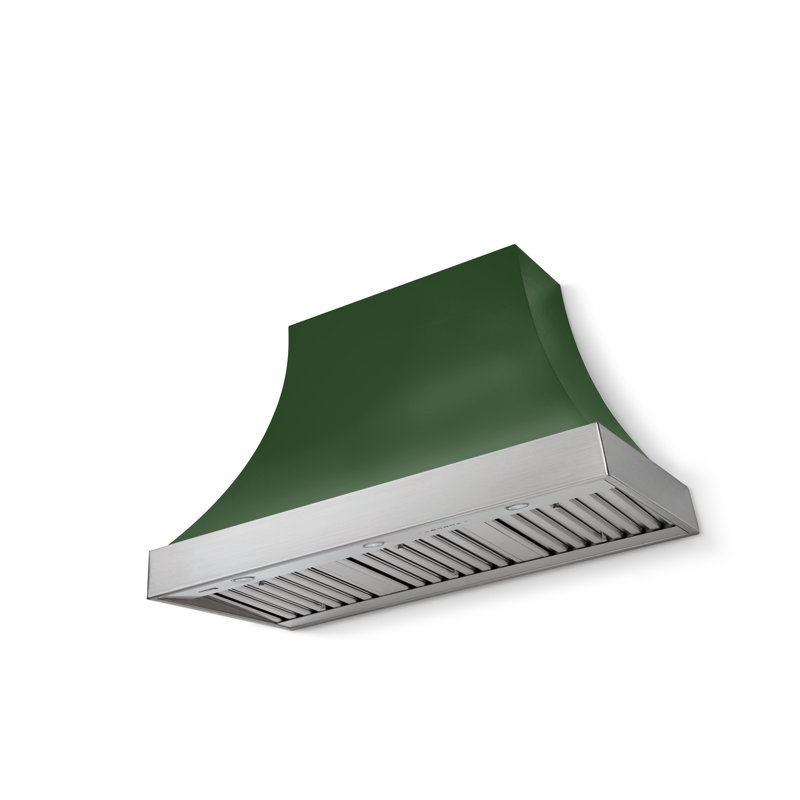 Cascade Series 48" Wide x 30" High Wall Hood 1200 CFM, Brushed Nickel, Without Banding, Cornwall Green